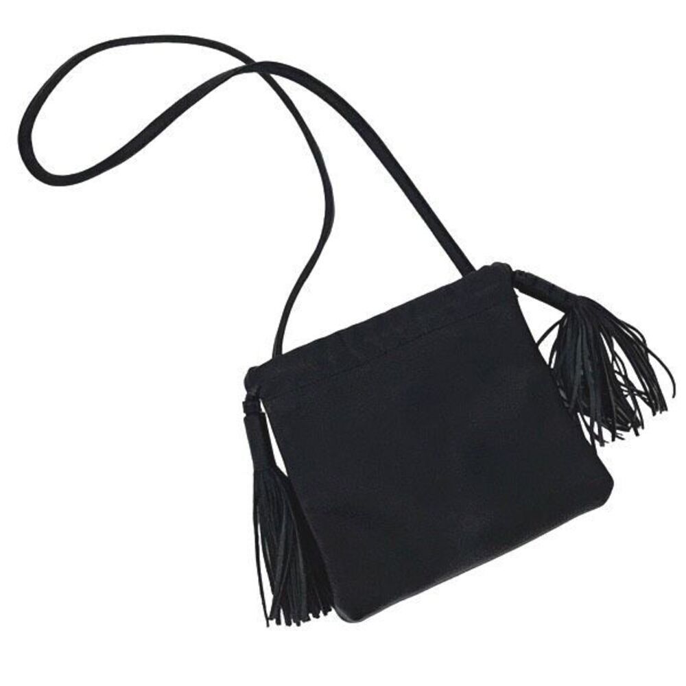 Melrose and Market Womens Leather Fringed Tassel Crossbody Bag Black One Size